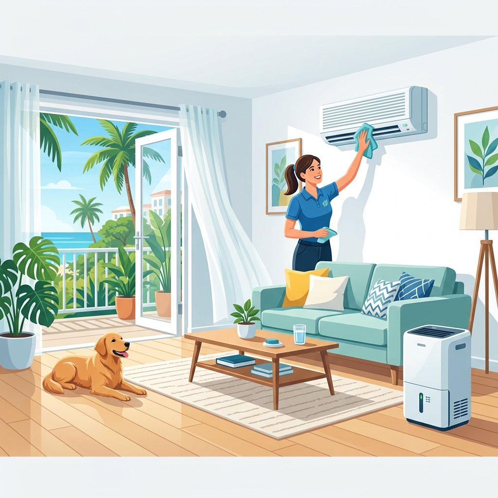 Professional deep cleaning services removing dust and mold in a Florida home